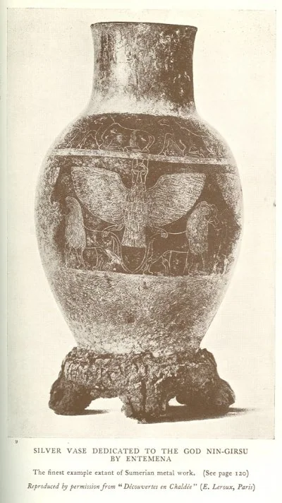 SILVER VASE DEDICATED TO THE GOD NIN-GIRSU BY ENTEMENA