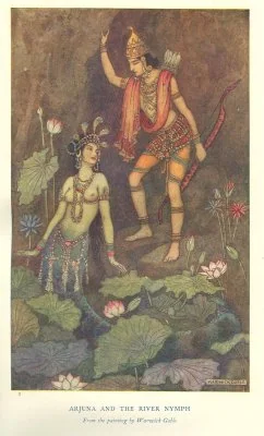 ARJUNA AND THE RIVER NYMPH From the painting by Warwick Goble