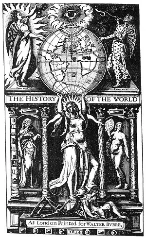 TITLE PAGE OF THE FAMOUS FIRST EDITION OF SIR WALTER RALEGH'S HISTORY OF THE WORLD