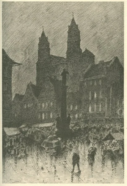 THE MARKET AND CATHEDRAL, WORMS LOUIS WEIRTER, R.B.A. Facing page 260