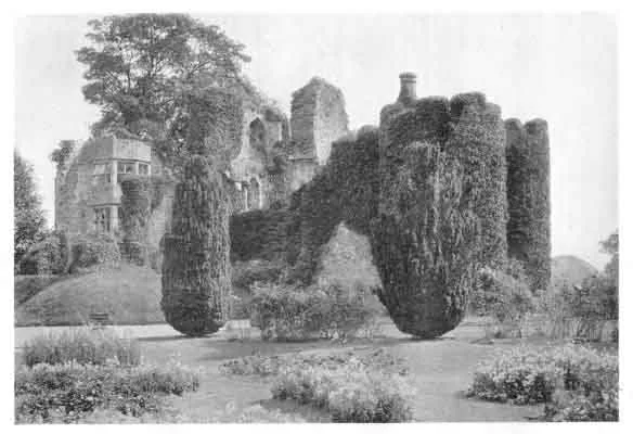 PLATE XVII. CASTLE. Brampton Bryan Castle with Coxall Knoll on right