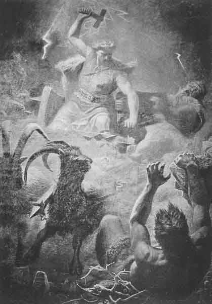 THOR AND THE GIANTS From the painting by M. E. Winge