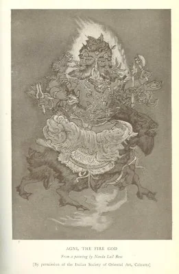 AGNI, THE FIRE GOD From a painting by Nanda Lall Bose (By permission of the Indian Society of Oriental Art, Calcutta)