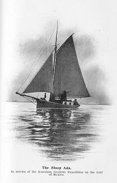 The Sloop Ada. In service of the Koreshan Geodetic Expedition on the Gulf of Mexico