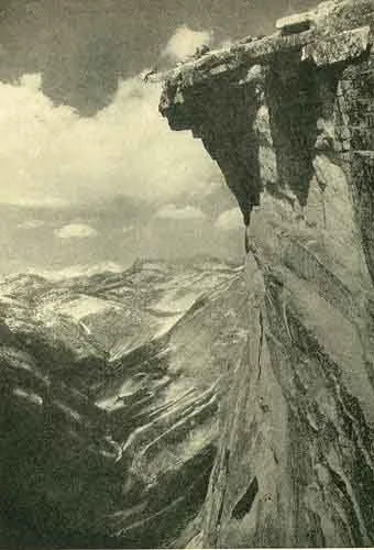 TENAYA CANYON AND THE OVERHANGING ROCK ON HALF DOME Photo A. C. Pillsbury