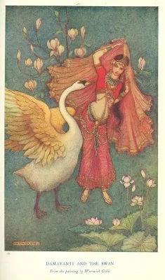 DAMAYANTI AND THE SWAN From the painting by Warwick Goble
