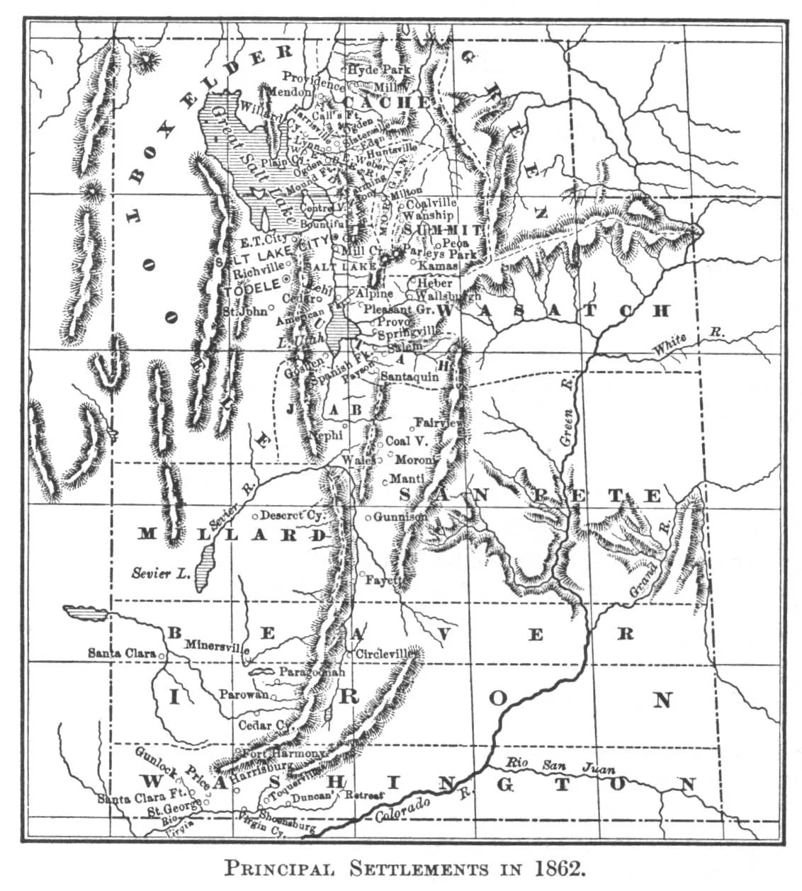 PRINCIPAL SETTLEMENTS IN 1862