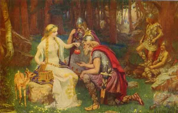 IDUN AND THE APPLES From the painting by J. Doyle Penrose, R.H.A. By permission of the artist
