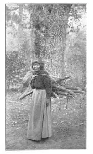 A WOOD GATHERER. As in all Indian tribes, the women do most of the work