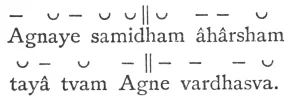Agnaye samidham âhârsham tayâ tvam Agne vardhasva