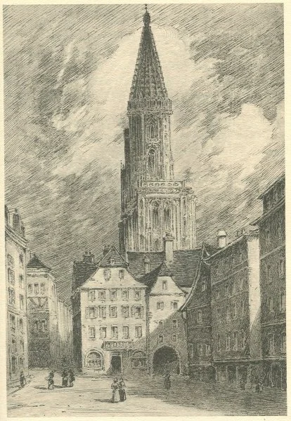 STRASSBURG CATHEDRAL FROM THE OLD PIG MARKET LOUIS WEIRTER, R.B.A. Facing page 342