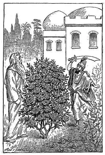 As the Shah raised his sword an old man stepped from behind the tree. ( Page 166 )