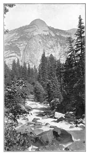 NORTH DOME (TO-KO'-YA), 3,725 Feet. This rock is believed by the Indians to represent Tis-sa'-ack's husband. turned into stone for beating his wife. The lower dome to the right is the basket which she threw at him. See ''Legend of Tis-sa'-ack.''