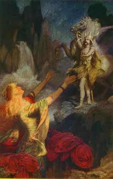 HUNDINGSBANE'S RETURN TO VALHAL From the painting by E. Wallcousins