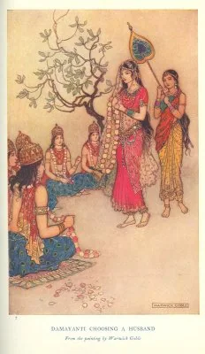 DAMAYANTI CHOOSING A HUSBAND From the painting by Warwick Goble