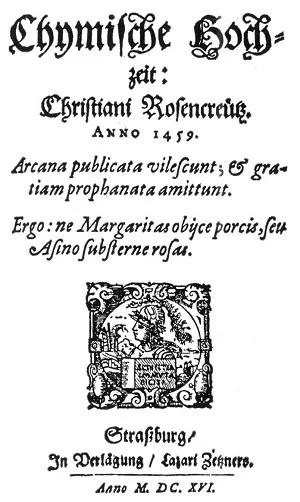 TITLE PAGE OF 1616 EDITION OF CHYMISCHE HOCHZEIT: CHRISTIAN ROSENCREUTZ