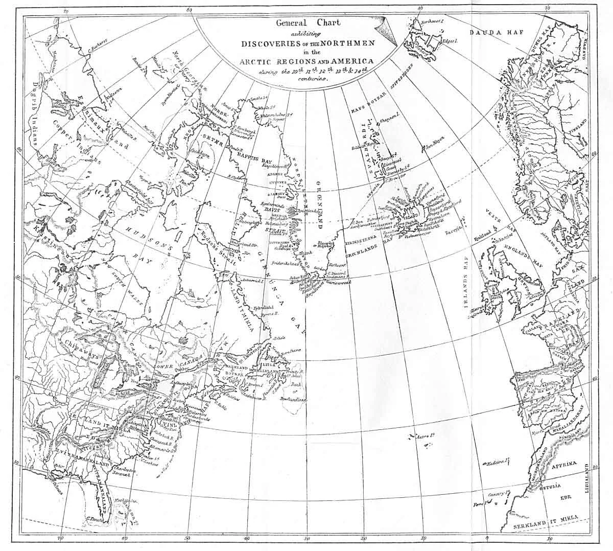 General Chart Exhibiting Discoveries of the Northmen in the Arctic Regions And America