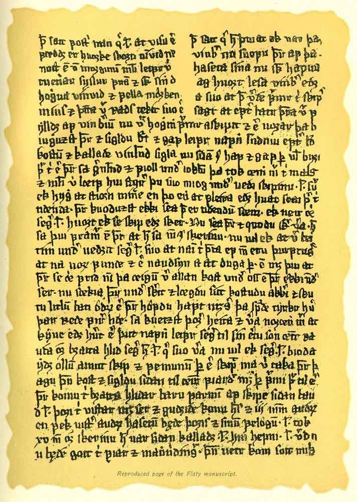 Reproduced page of the Flatey manuscript