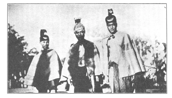 CHIEFS IN FEATHER CLOAKS AND HELMETS By courtesy Paradise of the Pacific