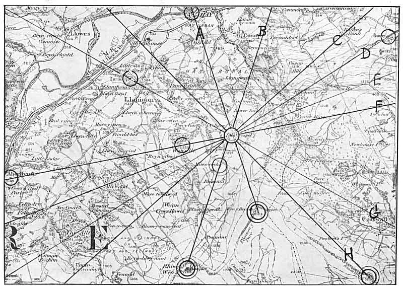 PLATE XX. MAP OF EIGHT LEYS THROUGH CAPEL-Y-TAIR-YWEN, HAY. SEE CONTENTS TABLE (Based on the Ordnance Survey with the sanction of the Controller of H.M. Stationery Office)