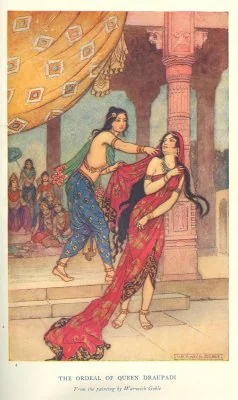 THE ORDEAL OF QUEEN DRAUPADI From the painting by Warwick Goble