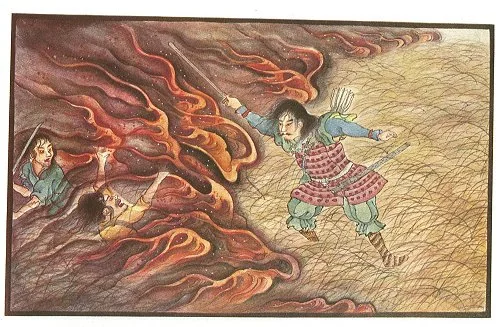 11. Yamato-dake no Mikoto Destroys his Enemies and Saves Himself from Being Burned by the Aid of the Miraculous Sword