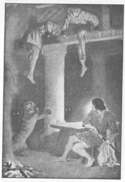 ''Three monstrous cats were let into the room''